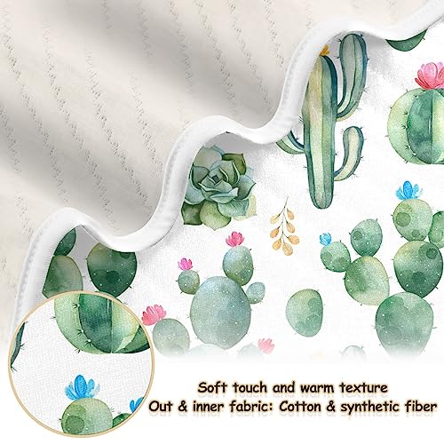 Image of Swaddle Blanket for Watercolor Cactus Baby Receiving Blanket Muslin Baby Swaddles Soft Cotton Breathable Nursery Blankets for Unisex Boys and Girls 30x40 Inch