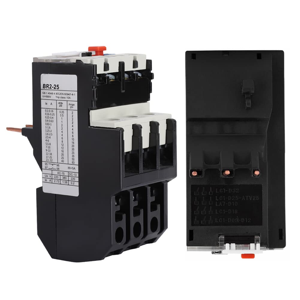 Relais de surcharge thermique de protection de moteur électrique réglable Br2-25, avec protection contre les défaillances de phase, utilisé pour le réglage(2,5-4A)