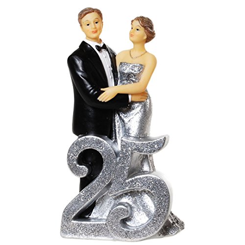 Schmidt Par de bodas de plata con número 25, polystone, aprox. 14,5 x 8 cm