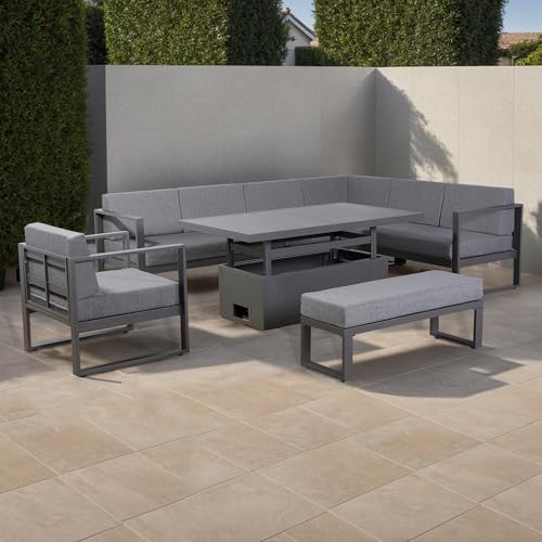 Rattan park Halo Range 9 seater Garden Furniture Square Corner Sofa Set With Rising Table, 6 Piece...
