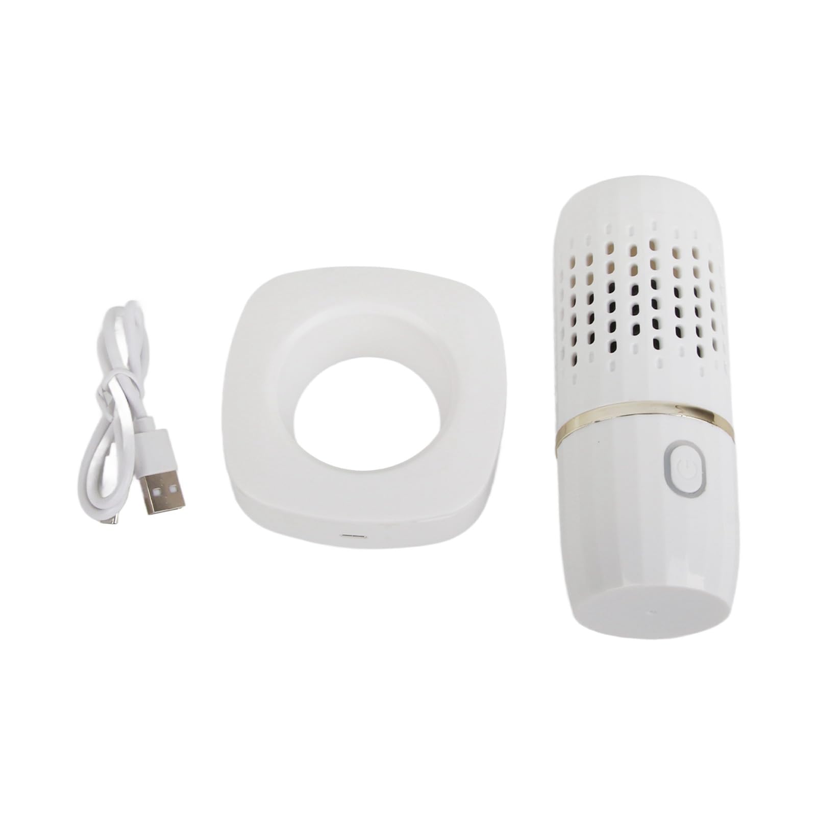 Lavadora de Frutas Y Verduras, Carga USB Inalámbrica Limpiador Portátil Forma de Cápsula Mini Purificador de Alimentos con Base (Blanco)