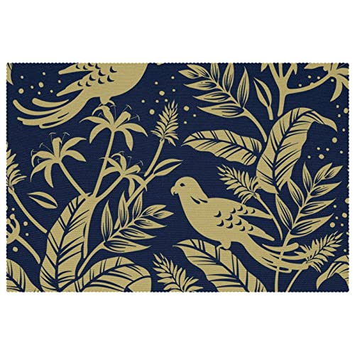 Sets de table 30,5 x 45,7 cm oiseaux dorés antidérapants