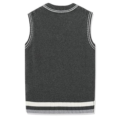 Image of JSTEX Boys Sweater Vest 100% Cotton Kids Uniform Vest V-Neck Sleeveless Knit Pullover for Boy Girls Toddler Size 4-14