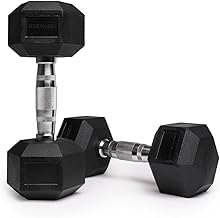 Northern Hex Dumbbell Set Rubber Heavy Weights with Metal Handles Anti-Rolling for Weight Lifting Bodybuilding Exercise Workout Strength Training Home Gym 1kg-50kg Pairs Sets