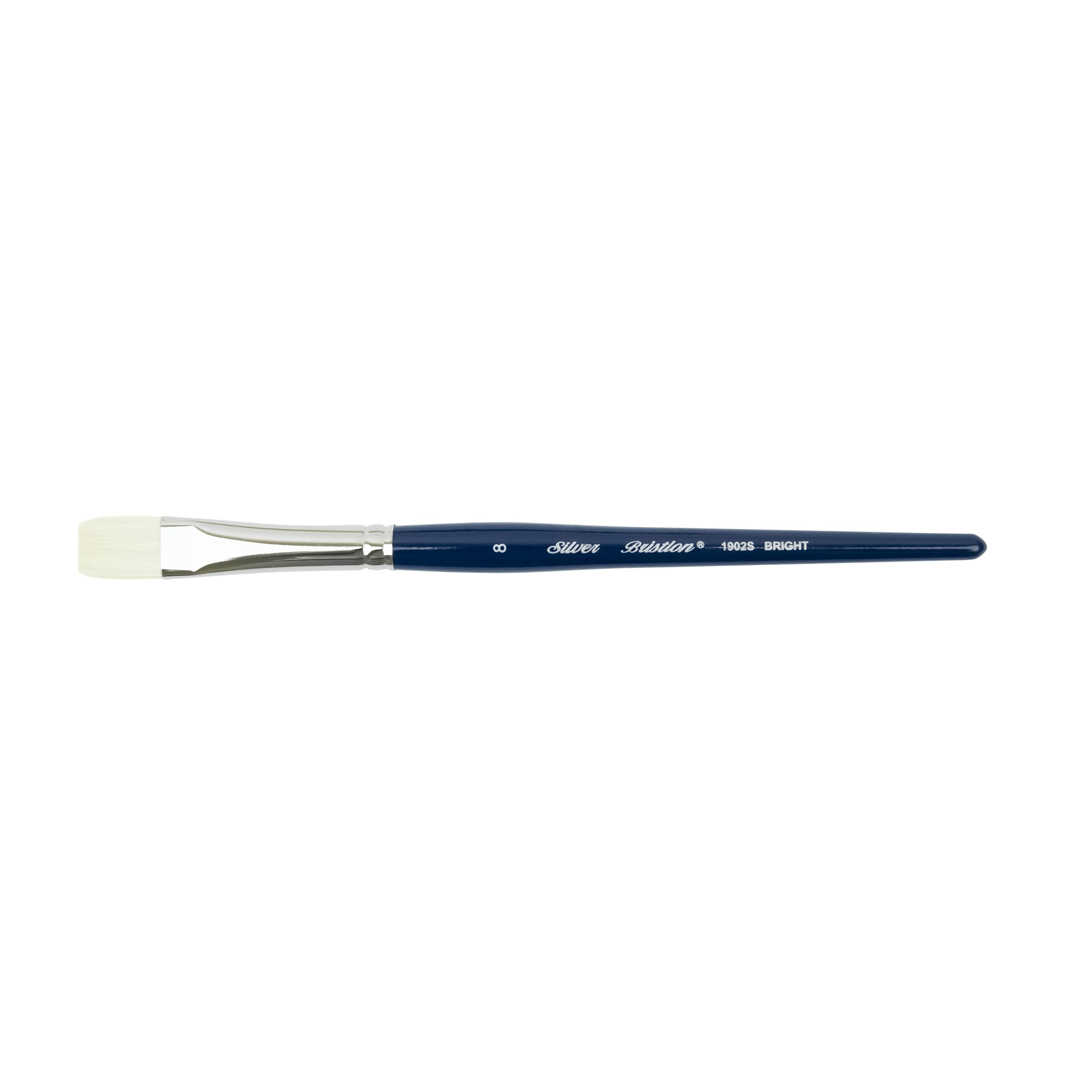Silver Brush Limited1902S8 Bristlon Bright Brush for Acrylic and Oil Painting, Size 8, Short Handle