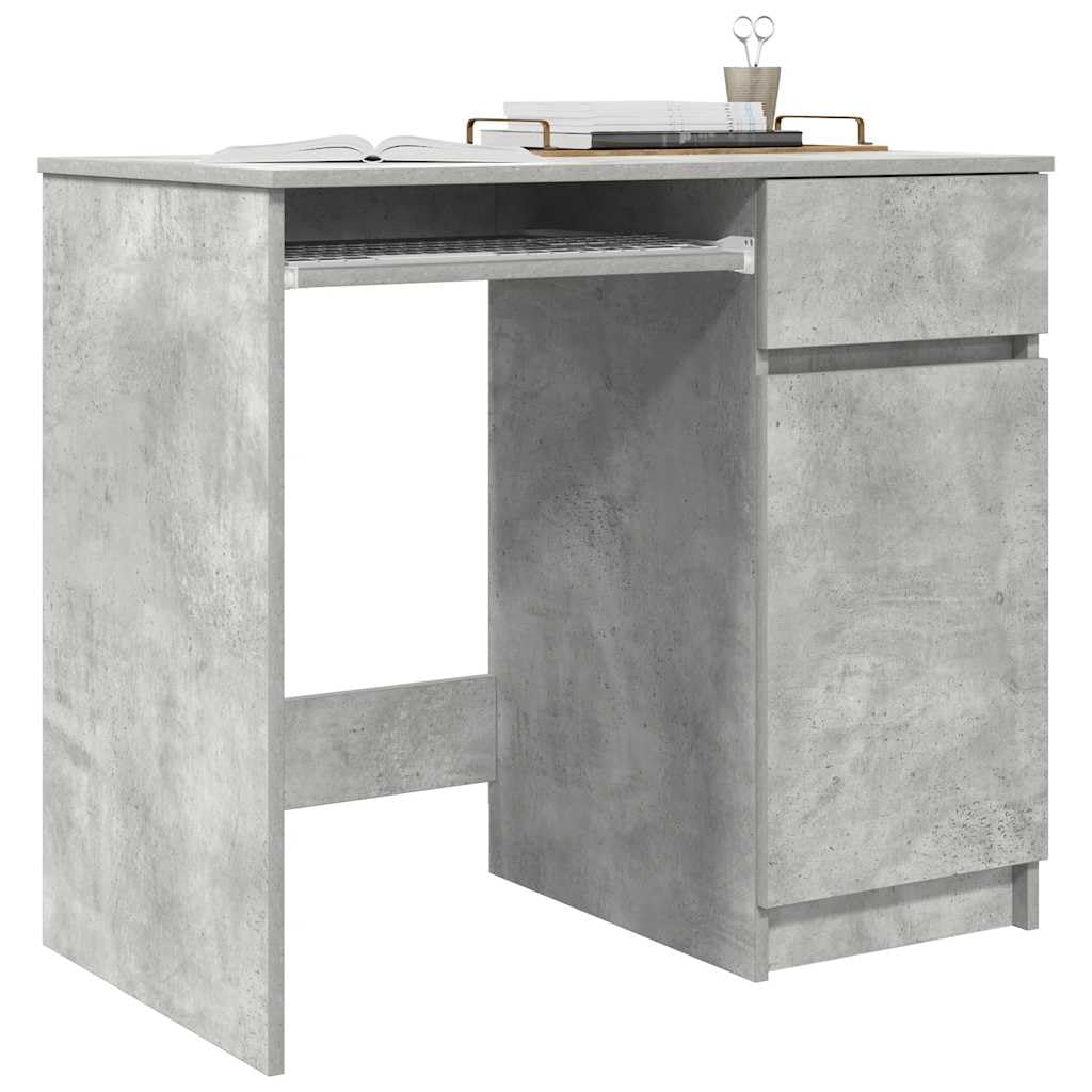 Scrivania 86 x 49 x 76 cm Truciolare Grigio Cemento con Cassetto e Armadio