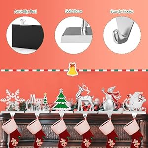 Christmas Stocking Holders for Mantle Set of 6, Stockings Hangers Snowflake Snowman Tree Deer Reindeer Heavy Weighted Hooks for Mantel Fireplace Windows Indoor Decorations Silver Christmas Stocking Holders for Mantle Set of 6 Stockings Hangers Snowflake Snowman Tree Deer Reindeer Heavy Weighted Hooks for Mantel Fireplace Windows Indoor Decorations Silver