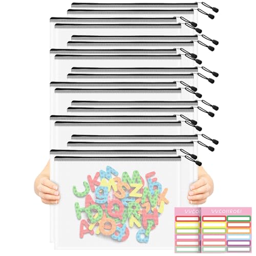 Image of 20pcs Mesh Zipper Pouch Bags, A3 Sizes, Zipper Pouches for Organizing, Board Game Storage, Travel, School Office