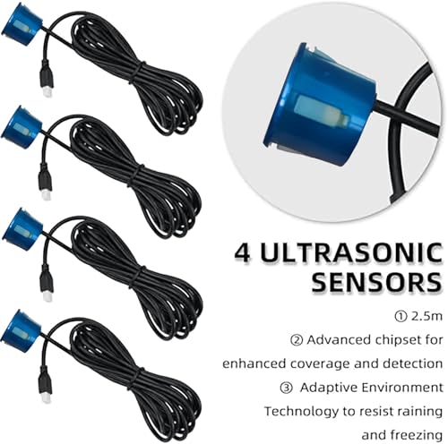 Image of LCD Parking Sensor Kit - Displays Data on Original Screen, Easy Rear Installation, Compatible with All Camera Formats (AHD, CVBS), 18 Probe Colors to Match Any Vehicle(Blue)