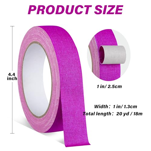 Image of GEYYANG Spike Tape, 1 inch x 20 Yards Purple Fluorescent Gaffers Tape, Black Light UV Reactive, Multipurpose Fluorescent for Stage Marking, Party and Art Crafts