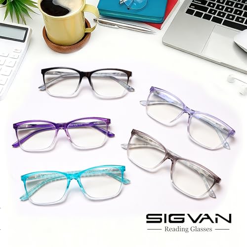 Image of SIGVAN Ladies Reading Glasses Blue Light Blocking Spring Hinge Fashion Pattern Print Eyeglasses for Women