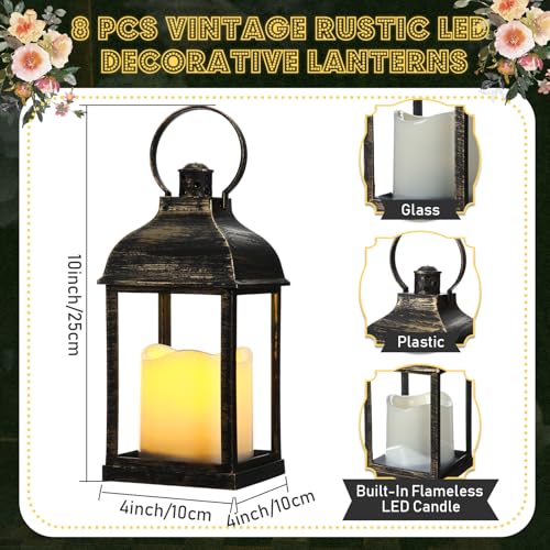 Faroles de bronce para bodas y centros de mesa elegantes con vela LED 2