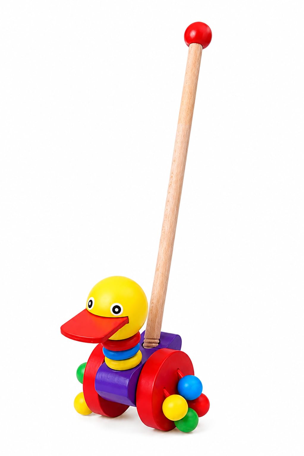 Wooden Animal Push Along Toy for Toddlers - Colorful Walking Companion with Rolling Beads - Sturdy and Fun Baby Pushing Walker Toy for Early Development,Motor Skill for Kids (Model 9)-image-9