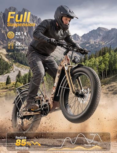 Image of Jasion Thunder /PRO /ST Electric Bike,2000W /1800W Peak Ebikes for Adults,26''Fat Tire Best Ebike for Men,90 /80 Miles with 1040Wh /864Wh Battery,35 /30+MPH Max Speed Bicycles,500 /400LB Capacity
