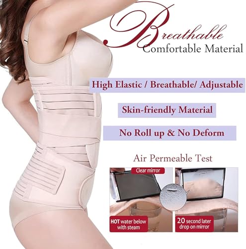Postpartum Recovery Wrap Waist Cincher Corset Shapewear Belly Band Waist Trainer for Women Beige4
