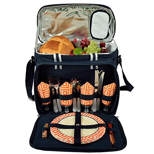 Picnic at Ascot Original Insulated picnic cooler with Service for 4 -Designed & Assembled in The USA