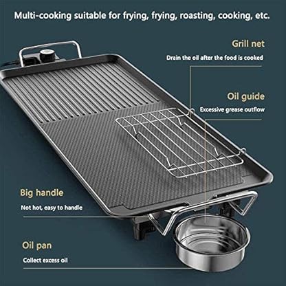 ZJDYDY Elektrischer Teppanyaki-Grillgrill für den Innenbereich, Antihaft-Tischgrill, rauchfrei, mit 5-stufiger… – Bild 7