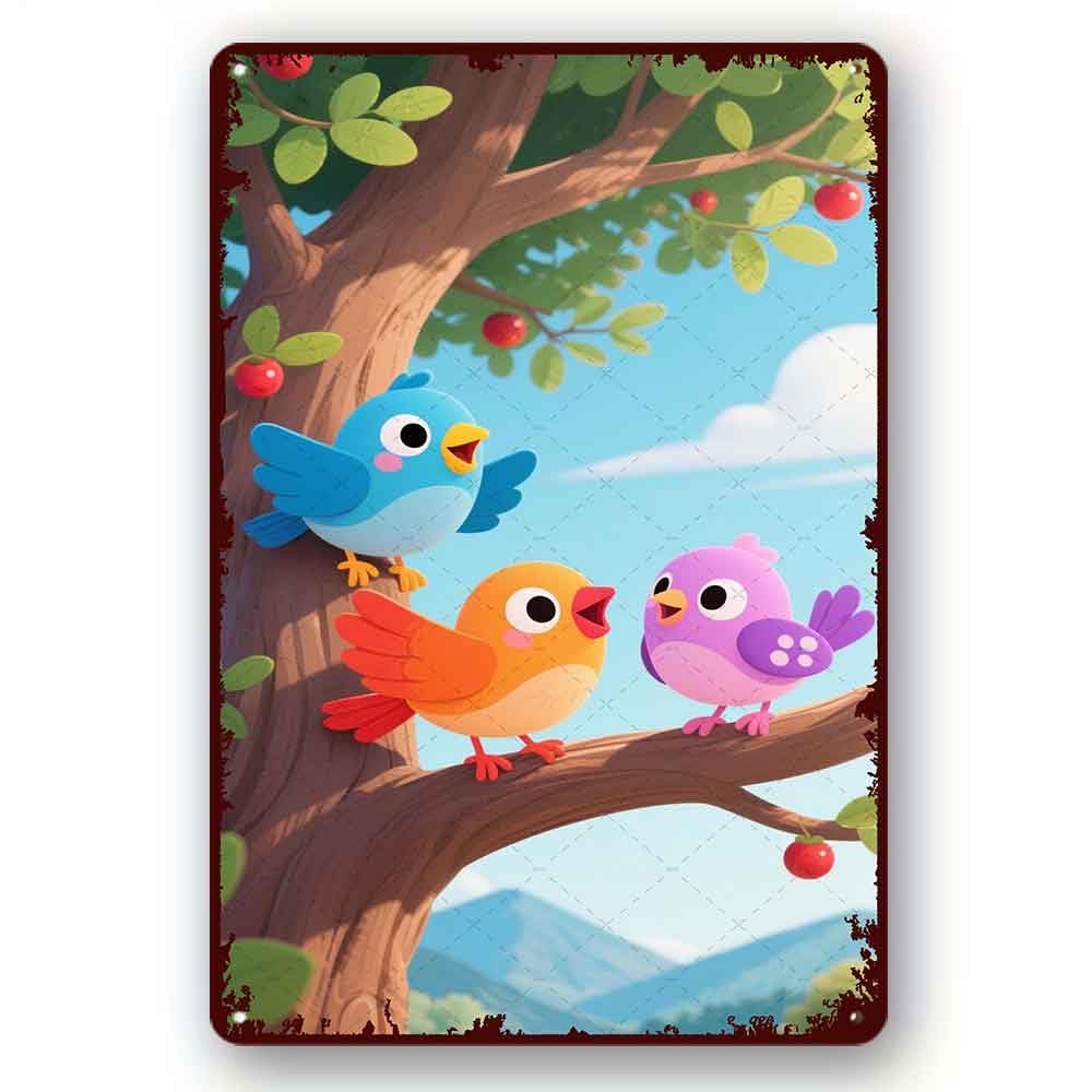 peiyeety Retro Tin Sign Funny Birds Hanging Kitchen Wall Poster Cafe Bar Tavern Man Cave Art Novelty Plaque8x12 Inch
