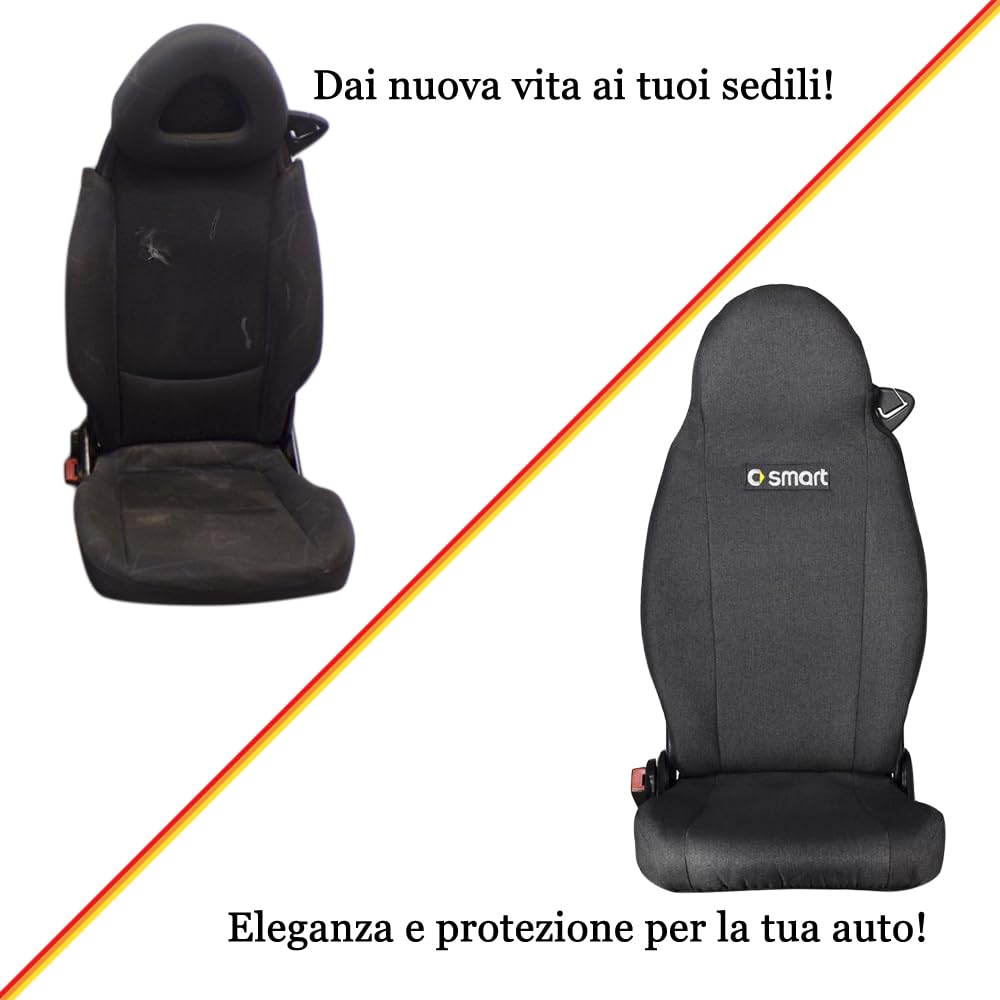 UNION Coprisedili anteriori realizzati su misura specifici per SMART. Perfettamente aderente resistente lavabile. Made in Italy (Antracite)
