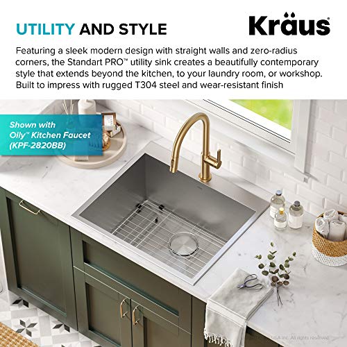 KRAUS-Standart-PRO-25-inch-Drop-In-Top-Mount-16-Gauge-Stainless-Steel-Single-Bowl-Laundry-Utility-Sink-KHT301-25L KRAUS Standart PRO 25 inch Drop In Top Mount 16 Gauge Stainless Steel Single Bowl Laundry Utility Sink KHT301 25L