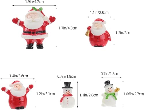 Miniatura 4 de DOITOOL Juego de 10 mini figuras de Papá Noel en miniatura de Navidad, 1.57 pulgadas, diminutos adornos de estatua de muñeco de nieve de Papá Noel