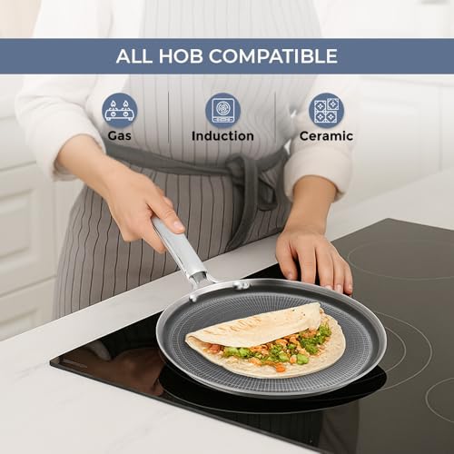 Image of Kraft Futuretec Pro Triply Stainless Steel Dosa Tawa - 30 cm, 2.5 mm Thick | Stick-Free Steel Dosa Pan with Handle, Tawa for Dosa and Chilla, Metal Spoon Safe, Gas and Induction Base - 5 Year Warranty