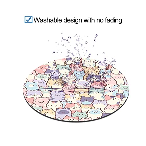 Aykdtfn Round Cute Cat Mouse Pad, Small Kawaii Funny Cat Design Mousepad, Laptop Computer Office And Gaming Desk Mat For Girl, 7.9X7.9X0.12In(02-Cat) #TOP5