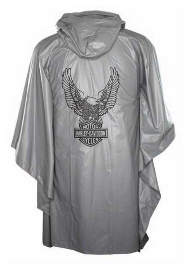 HARLEY-DAVIDSON Up-Winged Eagle Waterproof Vinyl PVC Rain Poncho, Gray RP32854