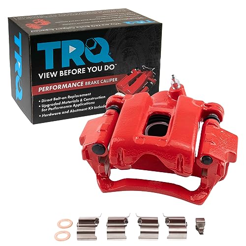 Image of TRQ Rear Right Brake Caliper w /Bracket Performance Red Passenger Side | For 2003-2009 Toyota 4Runner 2007-2014 FJ Cruiser
