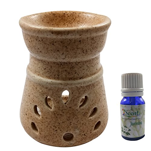 India Meets India Handicraft Ceramic Tea Light Holder and 10 ml Lavender Oil Bottle Aromatherapy Essential Oil Burner Aromatherapy Diffusers, Best Gifting, Made by Awarded Indian Artisan