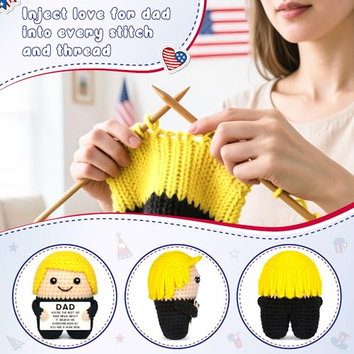 Image of Fathers Day Dad Gifts from Daughter Son Kids, First Fathers Day New Dad Gifts for Daddy, Best Daddy Ever Gift, Father Birthday Gift, I Love You Present for Dads, Funny Handmade Crochet Men Present
