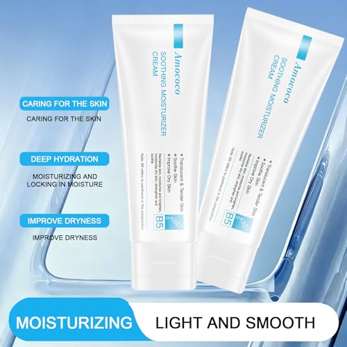 Image of 2Packs Vitamin B5 Face Wash&Smoothing Face Moisturizer Cream with Niacinamide, Hyaluronic Acid & Shea Butter, Daily Hydrating Cream for Dry & Sensitive Skin