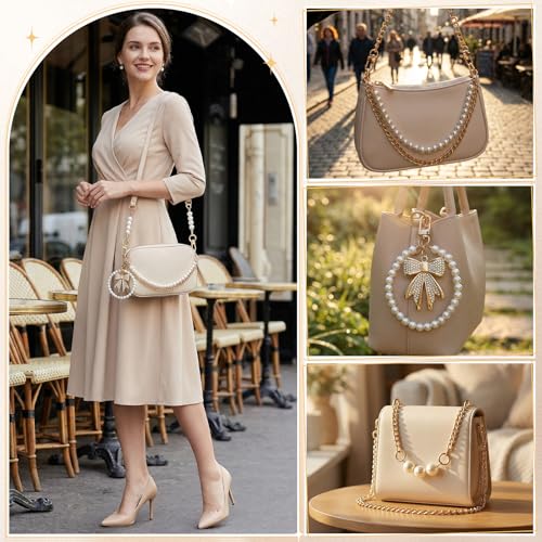 7 Pcs Purse Charms Accessories Set with Chain Extender, Cherry Flower Bow Bag Charms for Handbags - Image 6