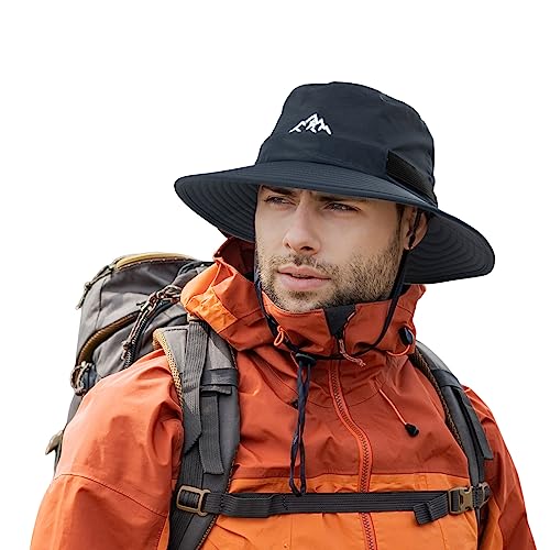 Comhats Wasserdichter Bucket Hat für kleine Köpfe, Outdoor-Hut zum Wandern, Golfen, Safari, Angeln, Wandern - Regenhüte - UPF 50+ Sonnenhut verstellbar, faltbar, Winddicht XL Marineblau