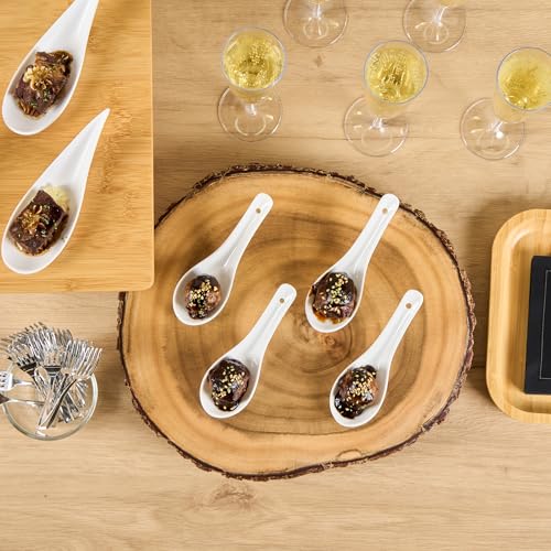 Image of Restaurantware 4.9-inch Asian Tasting Spoon: White Porcelain Appetizer and Soup Spoon - Perfect for Catering Events Tasting Parties and Restaurants - 10ct Box