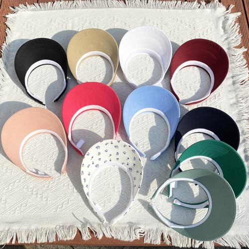 Image of Sun Visor Hats Women Wide Brim Adjustable Clip On Visors Beach Men Hat