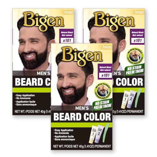 Bigen Men’s Beard Color 101 Natural Black - 3 Pack