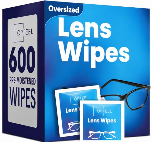 OPTEEL Lens Wipes for Eyeglasses - Pre-moistened Eyeglass Lens Cleaning Wipes - 600 Lens Wipes Individually Wrapped Sracth-Free Streak-Free Eye Glasses Wipes Lens Cleaner for Sunglass & Camera Lens