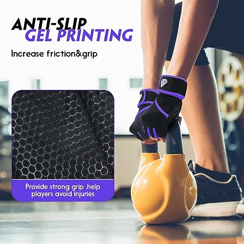Image of Workout Gloves Gym Gloves Weight Lifting Gloves for Men Women with Full Palm Pad,Strong Wrist Wraps Support,Enhanced Grip,for Fitness,Training,Weightlifting,Exercise