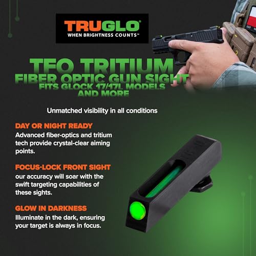 Image of TRUGLO TFO Tritium & Fiber-Optic Handgun Sight | Snag-Resistant Front & Rear Bright Night Sights, Compatible with Glock Handguns