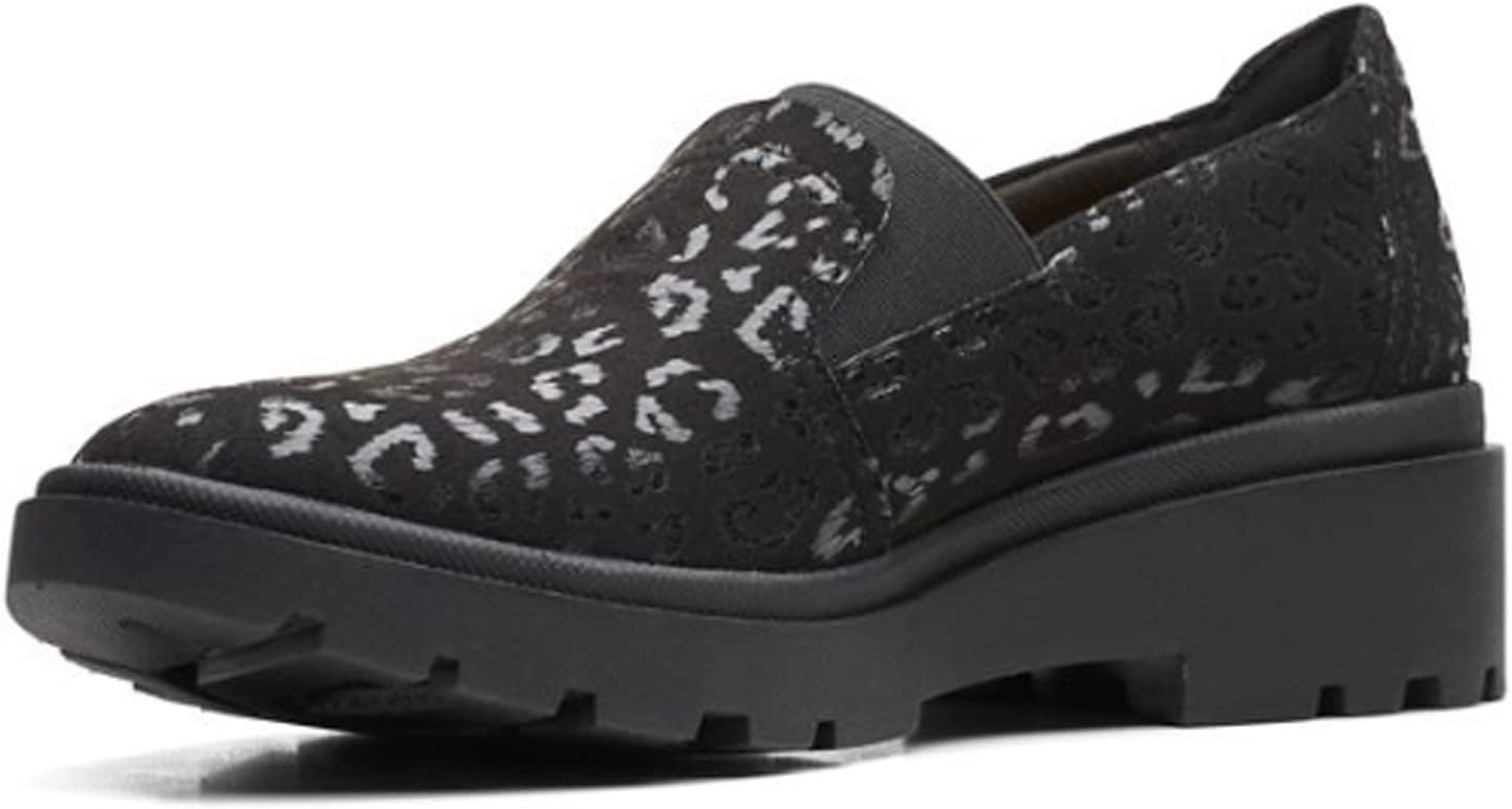 Clarks Women's Calla Rae Loafer Flat, Black Textile, 7 Wide