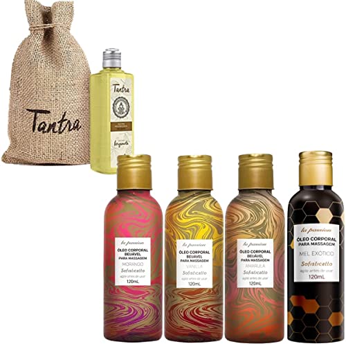Kit 5 Óleo De Massagem Corporal Beijavel E Tantra Bergamota
