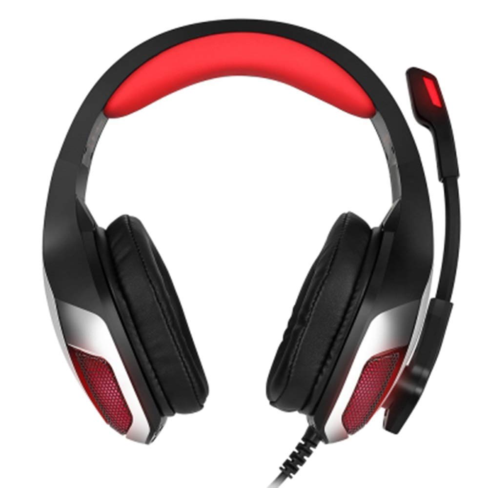 Cuffie Gaming Bass Cuffie con Microfono LED Light per PC Portatile PC Xbox PC Portatile (Color : Red)