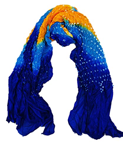 Image of PK HUB Women's Jaipuri Rajasthani Bandhani Dupatta | Art Silk Bandhej Dupatta with Gota Patti Work & Tassels (Free size)