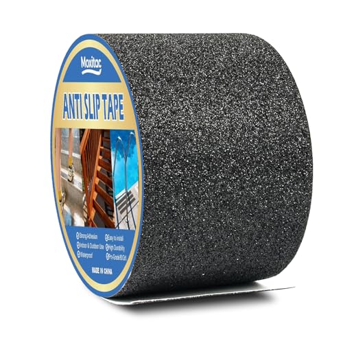 Image of Heavy Duty Anti Slip Traction Tape 4 inch x 60 FT, 80 Grit Waterproof High Friction Grip Tape for Indoor Outdoor Stairs, Pool, Ramps, Garage, Home & Commercial Use