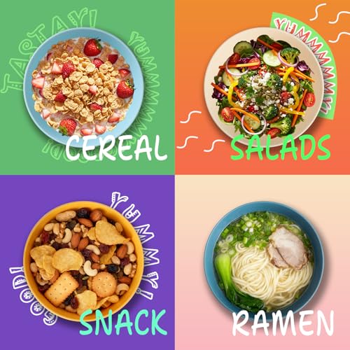 Image of Wheat Straw Bowls, 26 OZ Cereal Bowls Set of 6, Unbreakable Salad and Soup Bowls for Kitchen, Microwave & Dishwasher Safe Bowl Set, Plastic Camping Bowl - Multi