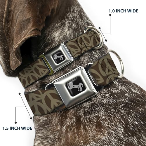 Collier de chien os marron vert olive Buckle Down 15-66 cm
