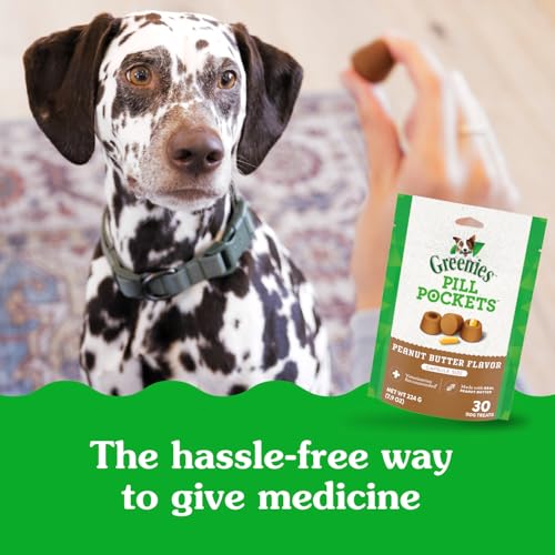 Image of Greenies Pill Pockets for Dogs Large Size, Dog Treat Pouch for Capsule Medication, Peanut Butter Flavor, (6) 7.9 oz. Pouches