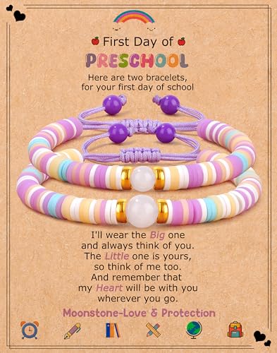 Back to Stuff First Day of Kindergarten Preschool Bracelets Mommy and Me Gifts for Mother Daughter Bracelets