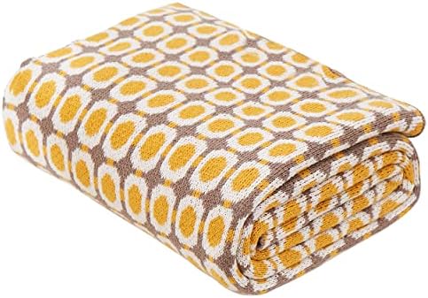SHADDOCK Throw Blanket Ultra Soft Natural Knitted Blanket Lightweight Knitted Throw Blanket Decorative Woven Blanket with Geometric Pattern for Travel, Couch, Bed, Sofa, 130x160cm(A)